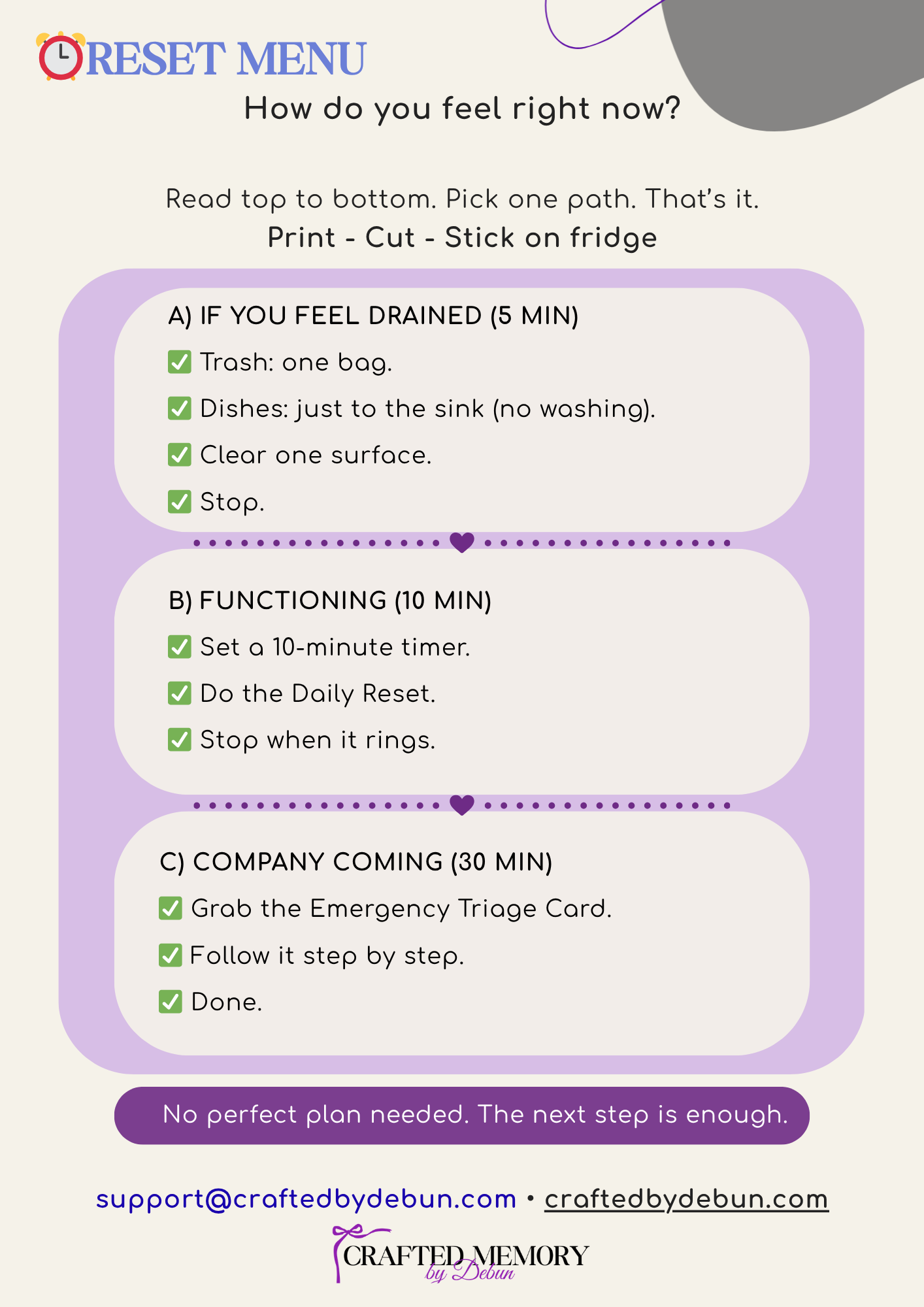 Reset Menu printable fridge card