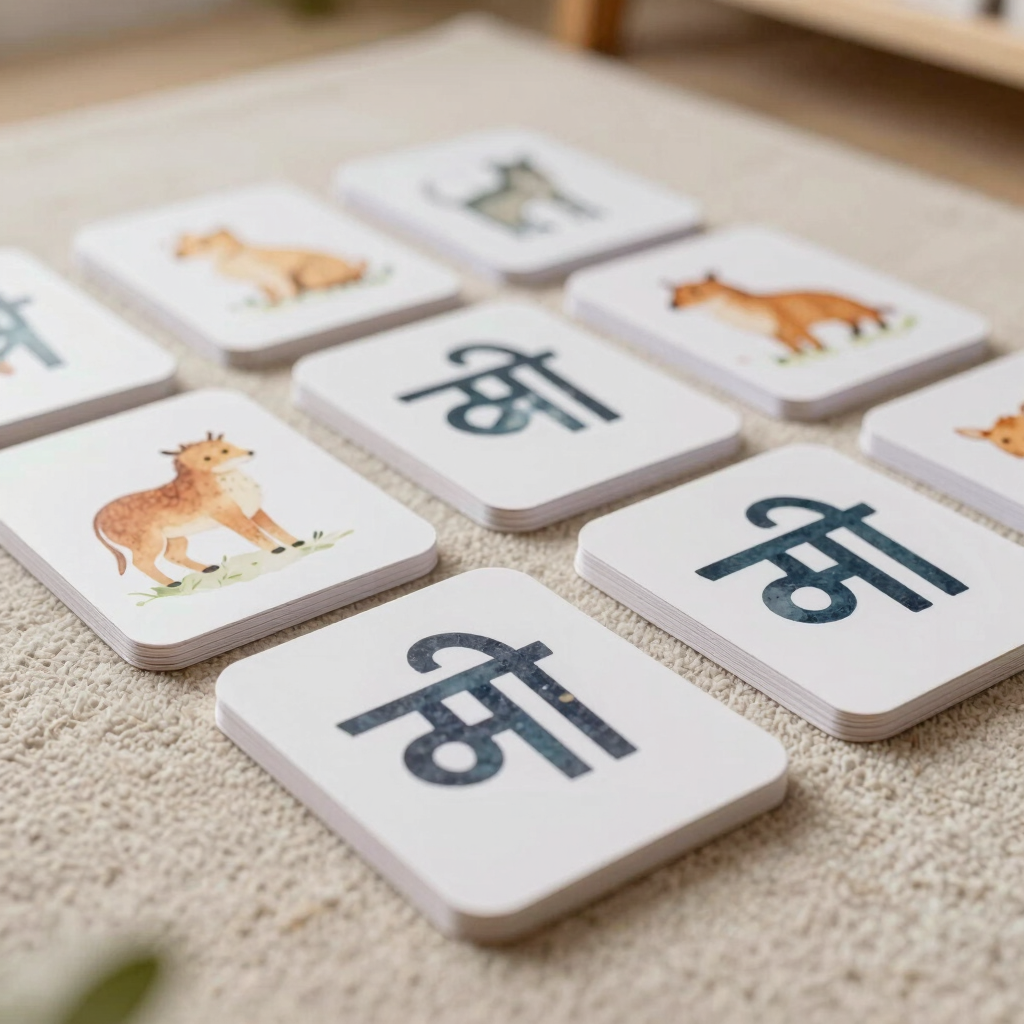 Whimsical Animal Hindi Flash Cards