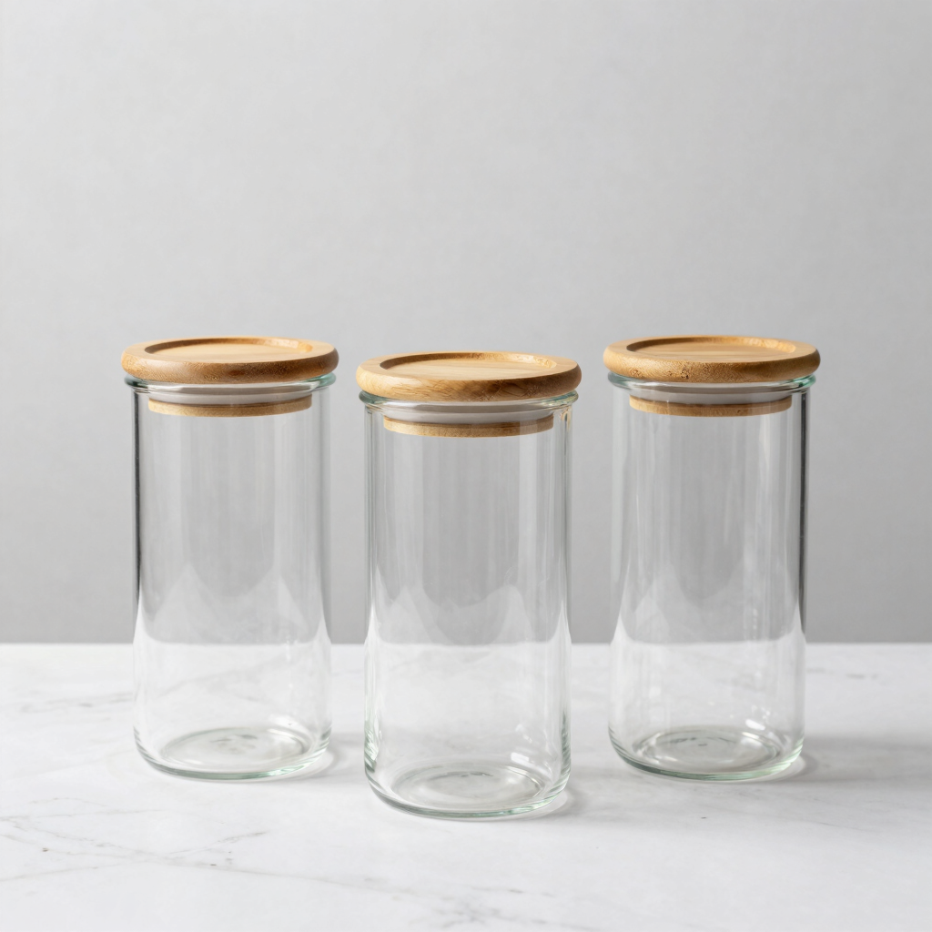 Airtight Bamboo Lid Glass Jar Set