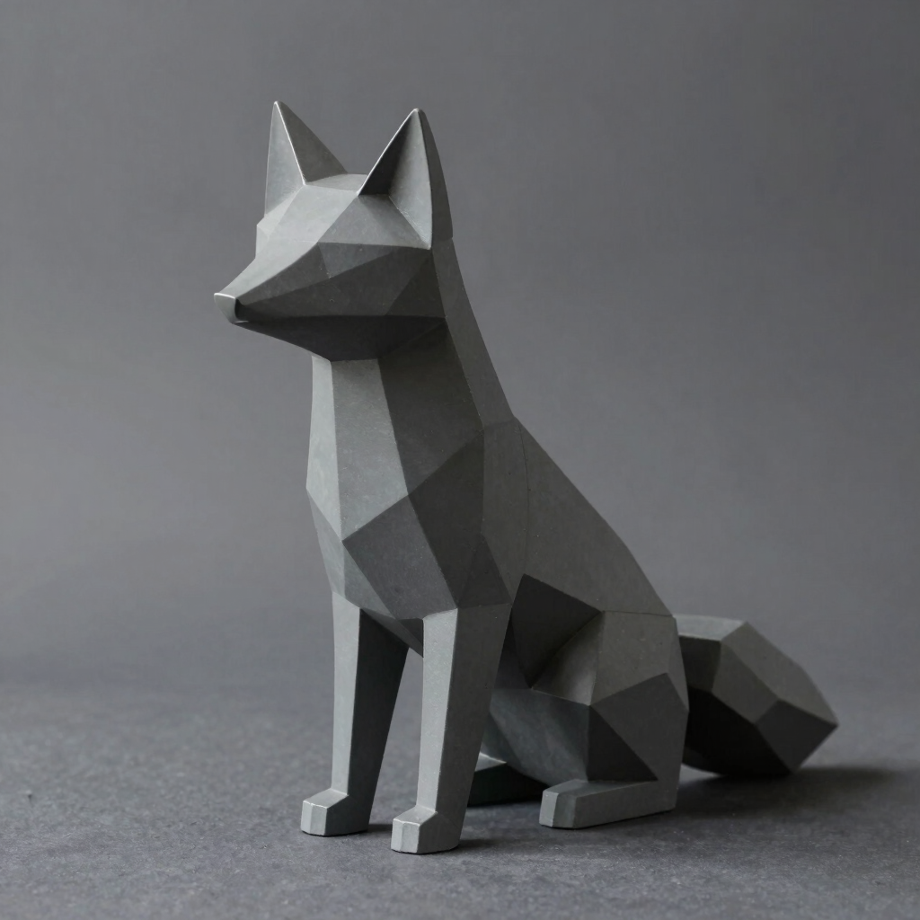 Geometric Resin Fox Statue