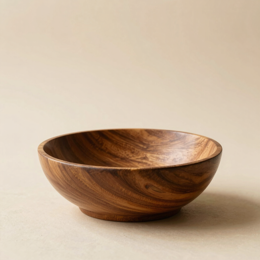 Sculptural Teak Serving Bowl