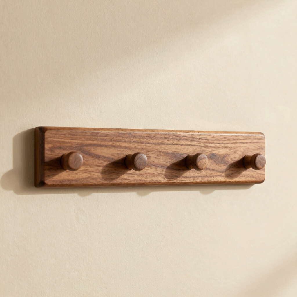 Wall-Mounted Walnut Peg Rack