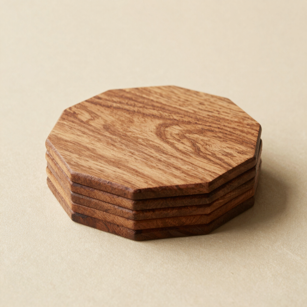 Hexagonal Walnut Coaster Set
