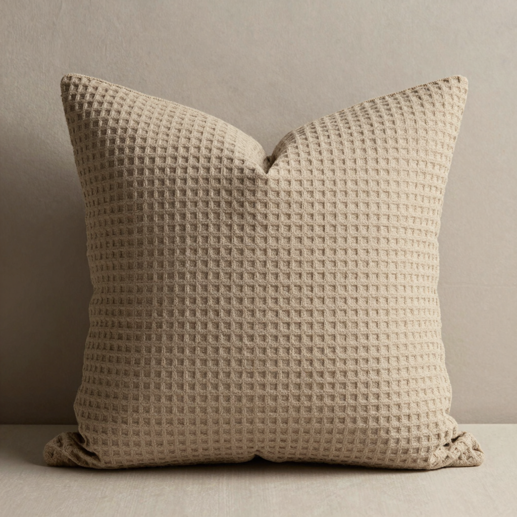 Clay Waffle-Weave Throw Pillow