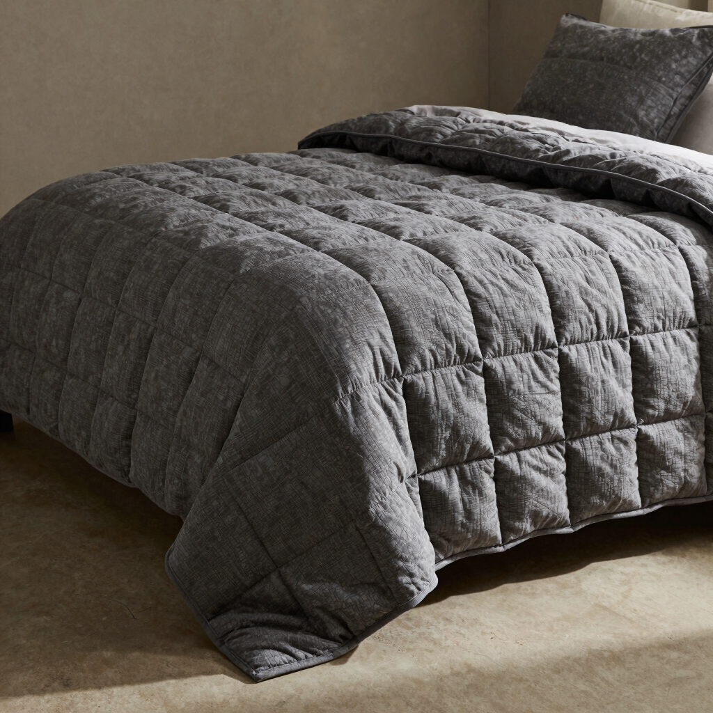Oatmeal and Charcoal Grid Quilt