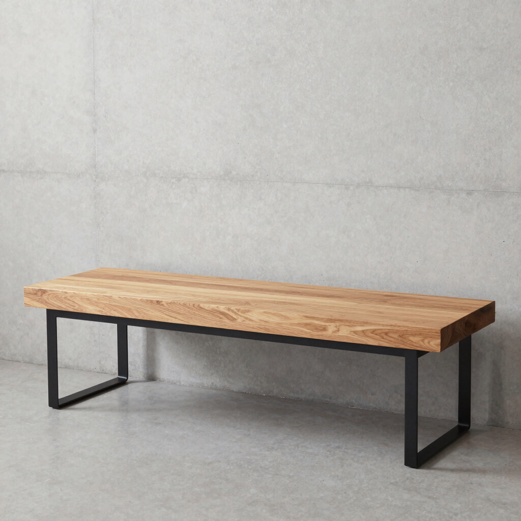 Loft Minimalist Steel-Base Bench