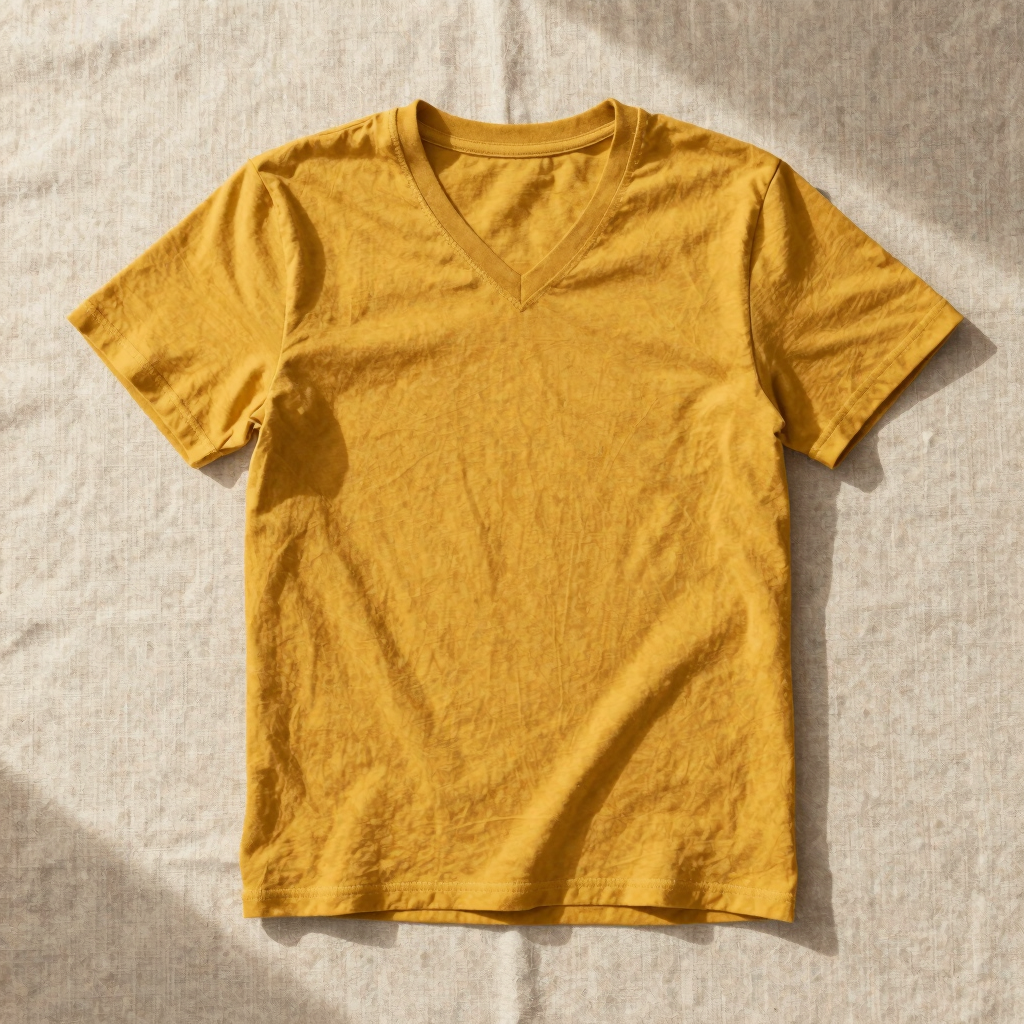 Camiseta Gola V Mostarda