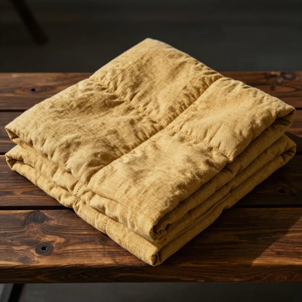Quilted Linen Throw Blanket