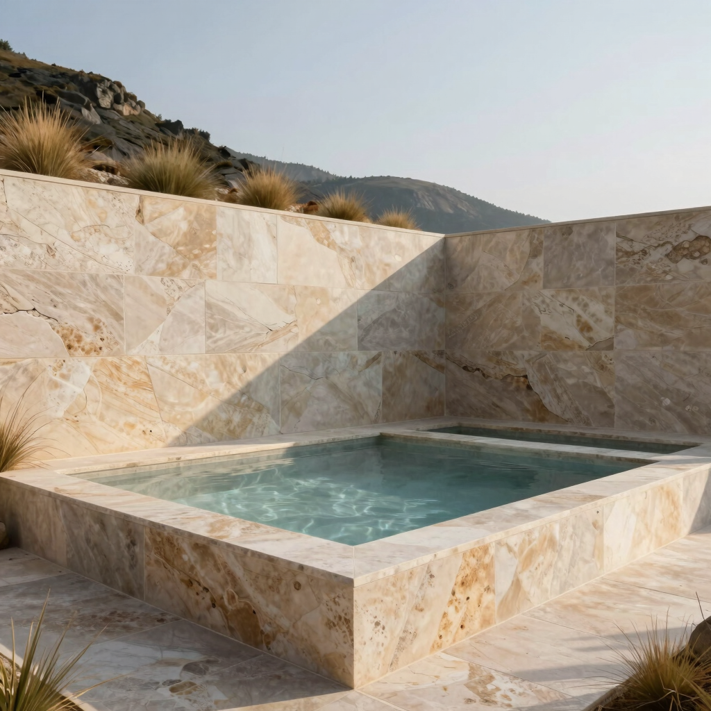 Private Travertine Pool Soak