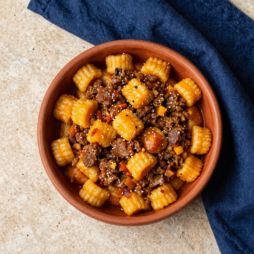 Nhoque de Batata Doce com Ragu de Linguiça