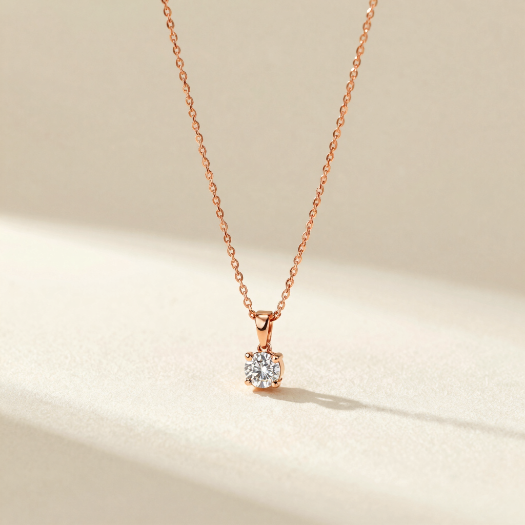 Collier en Or Rose et Pendentif Céleste