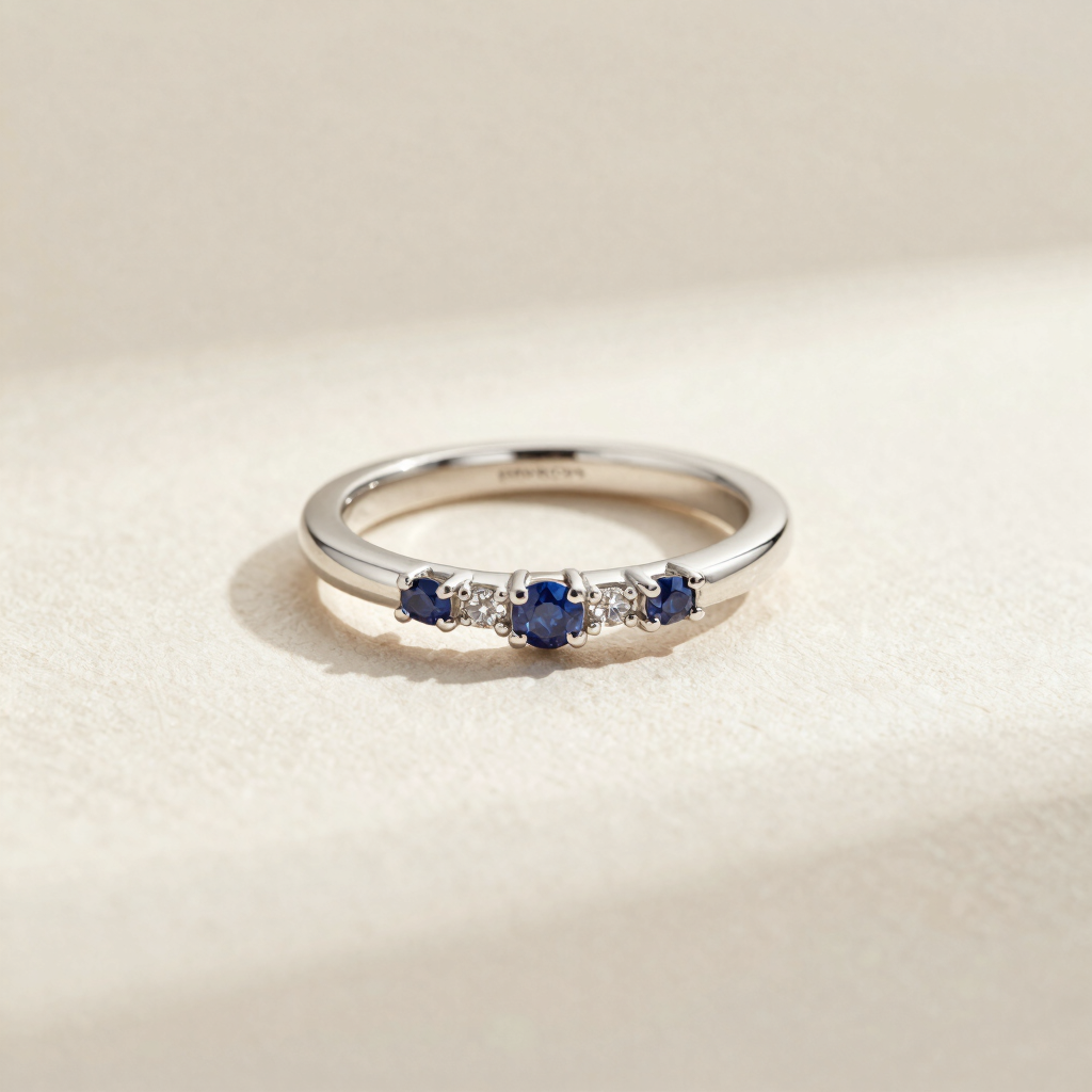 Bague Éternité Or Blanc et Saphir
