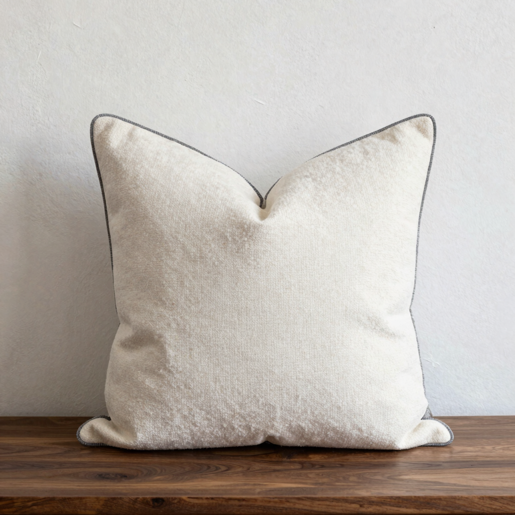 Chalk-Stitched Bouclé Cushion