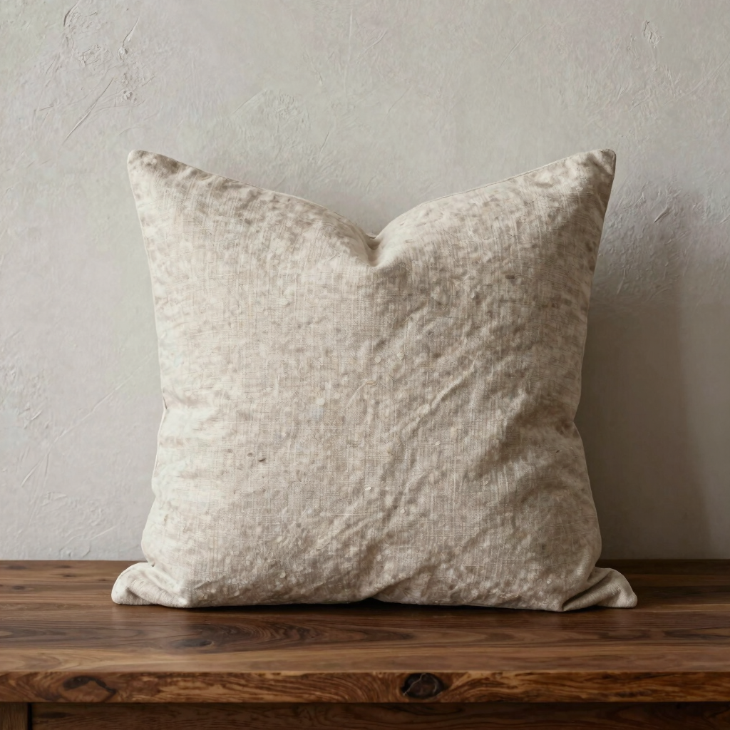 Raw Linen Pebble Cushion