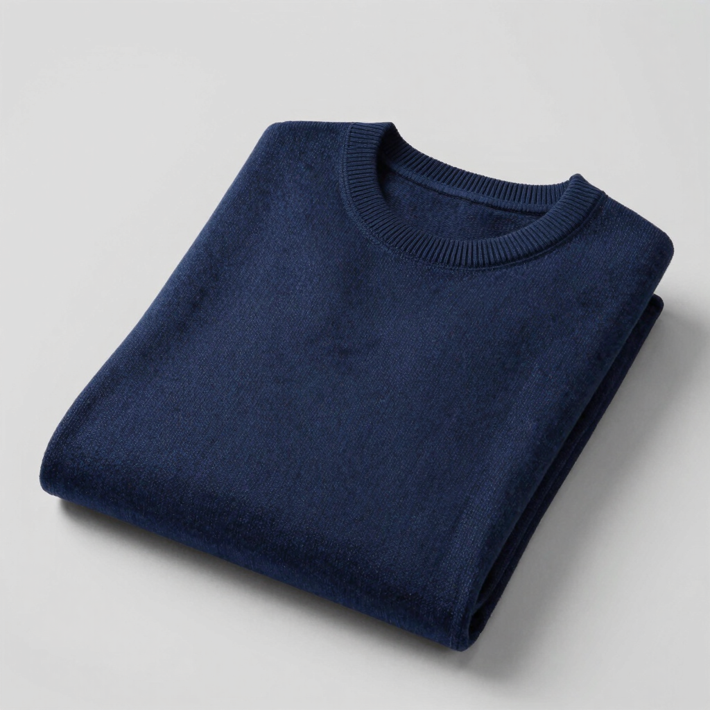 Classic Navy Wool-Blend Crewneck