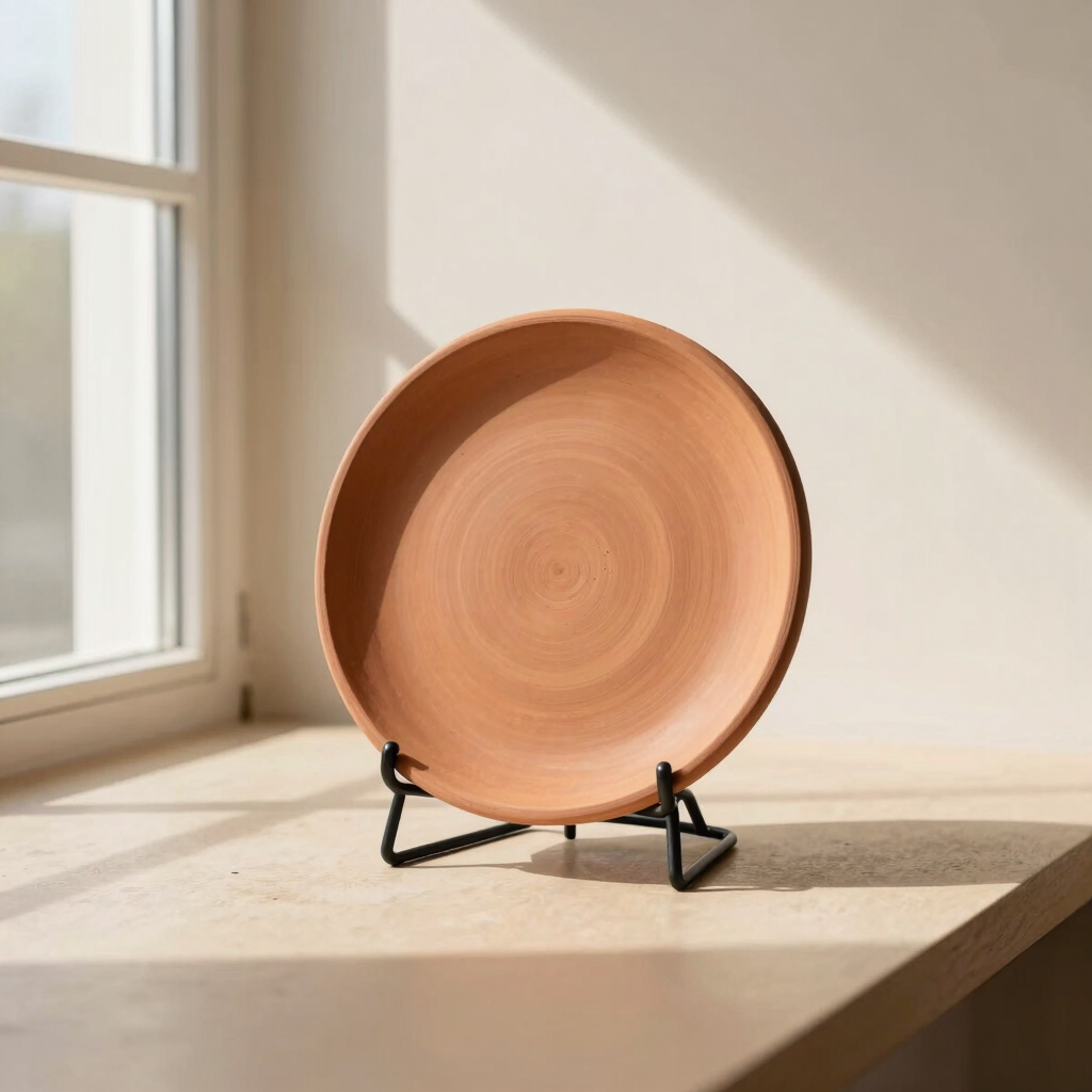 Raw Terracotta Disc Sculpture