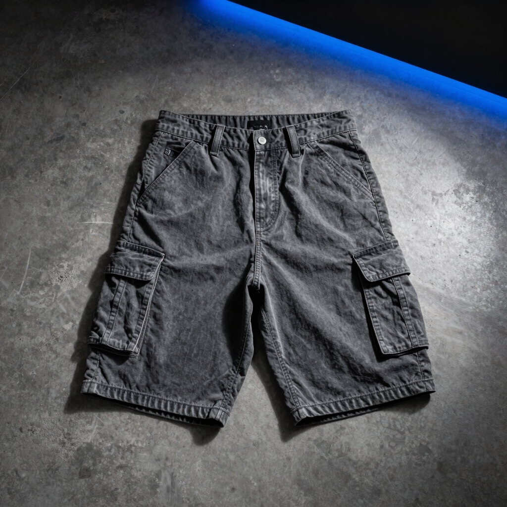 Acid-Wash Streetwear Shorts