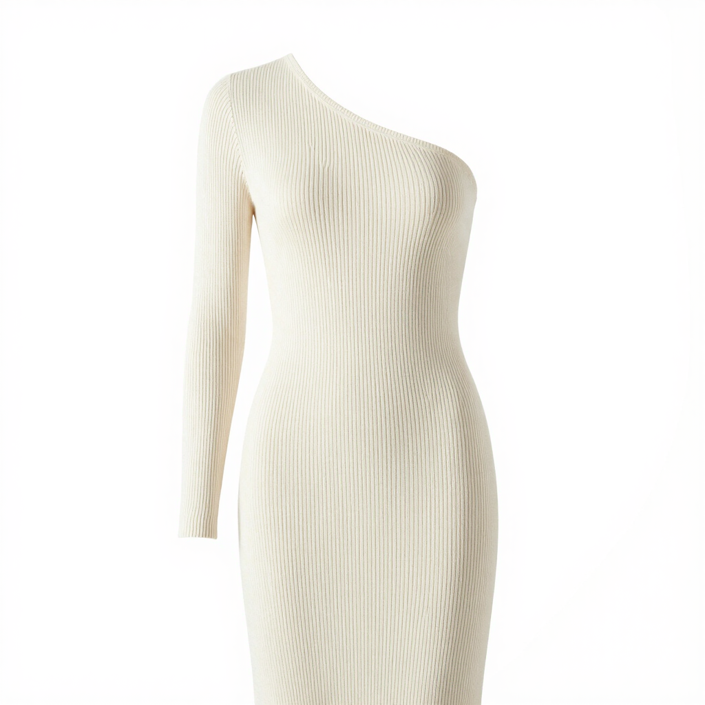 Asymmetric Ribbed Knit Dress
