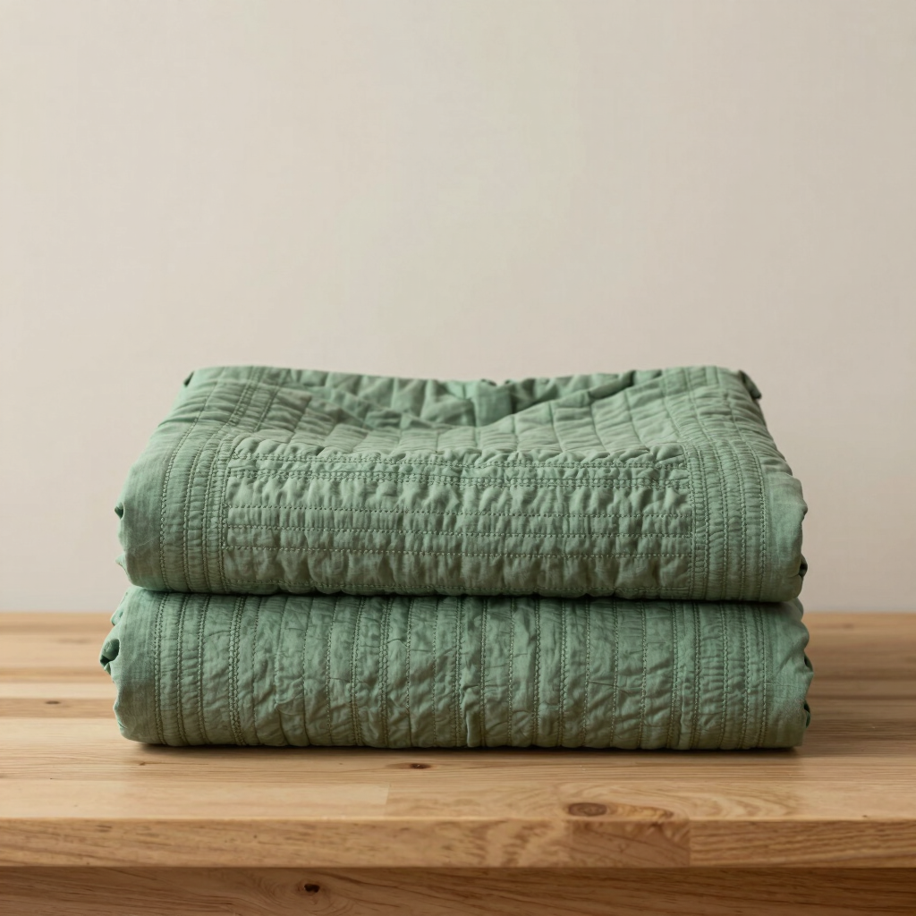 Sage Kantha Stitch Quilt