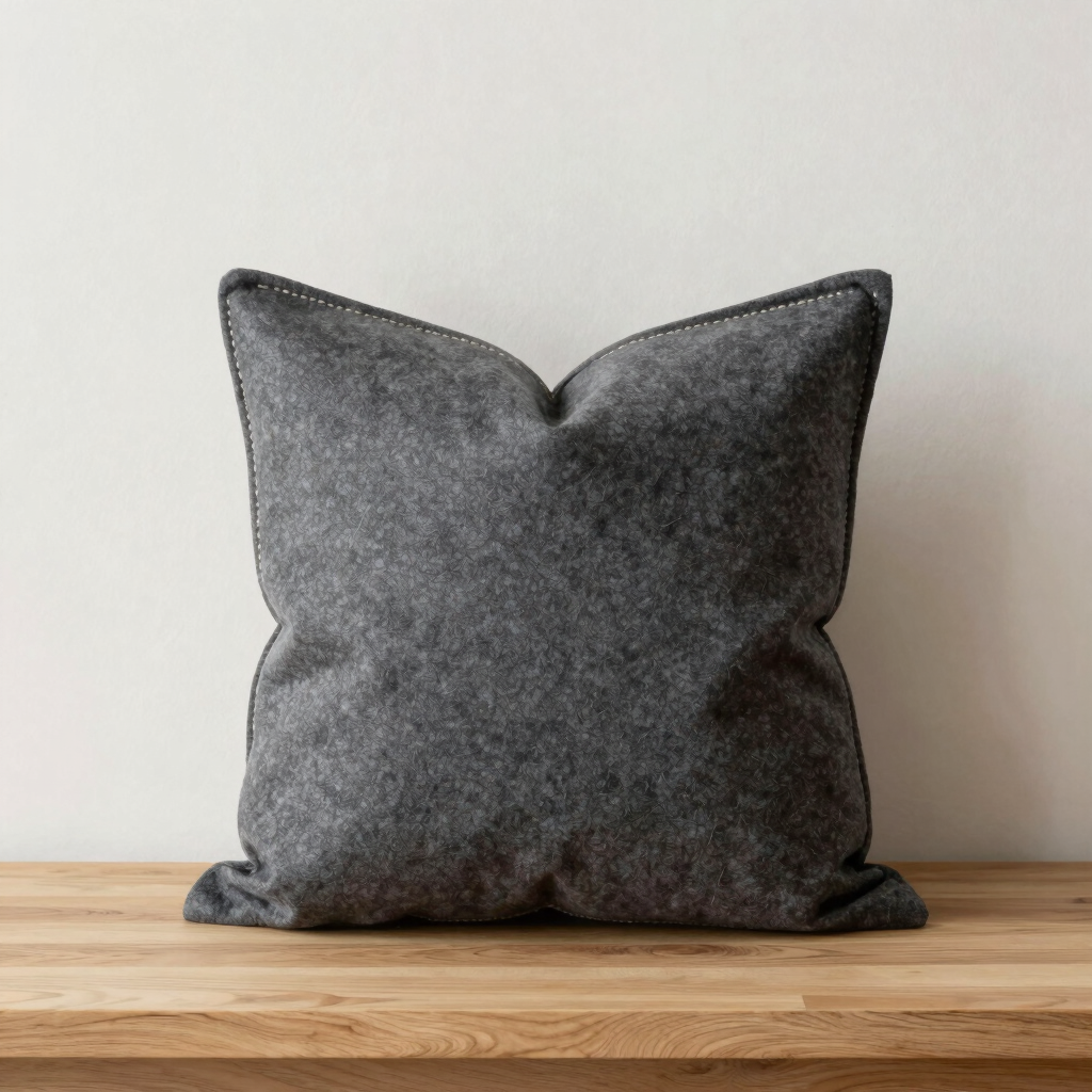 Stitched Charcoal Wool Pillow