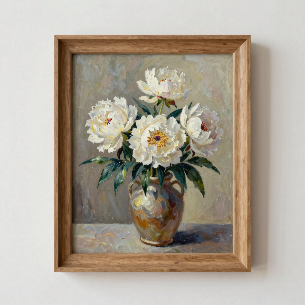 White Peonies in Stoneware