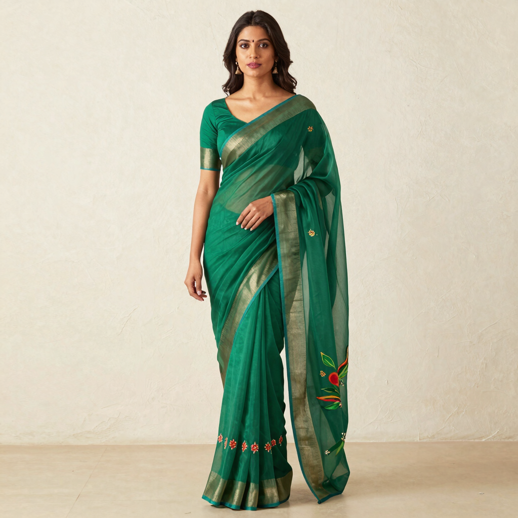 Gauri Emerald Organza Saree