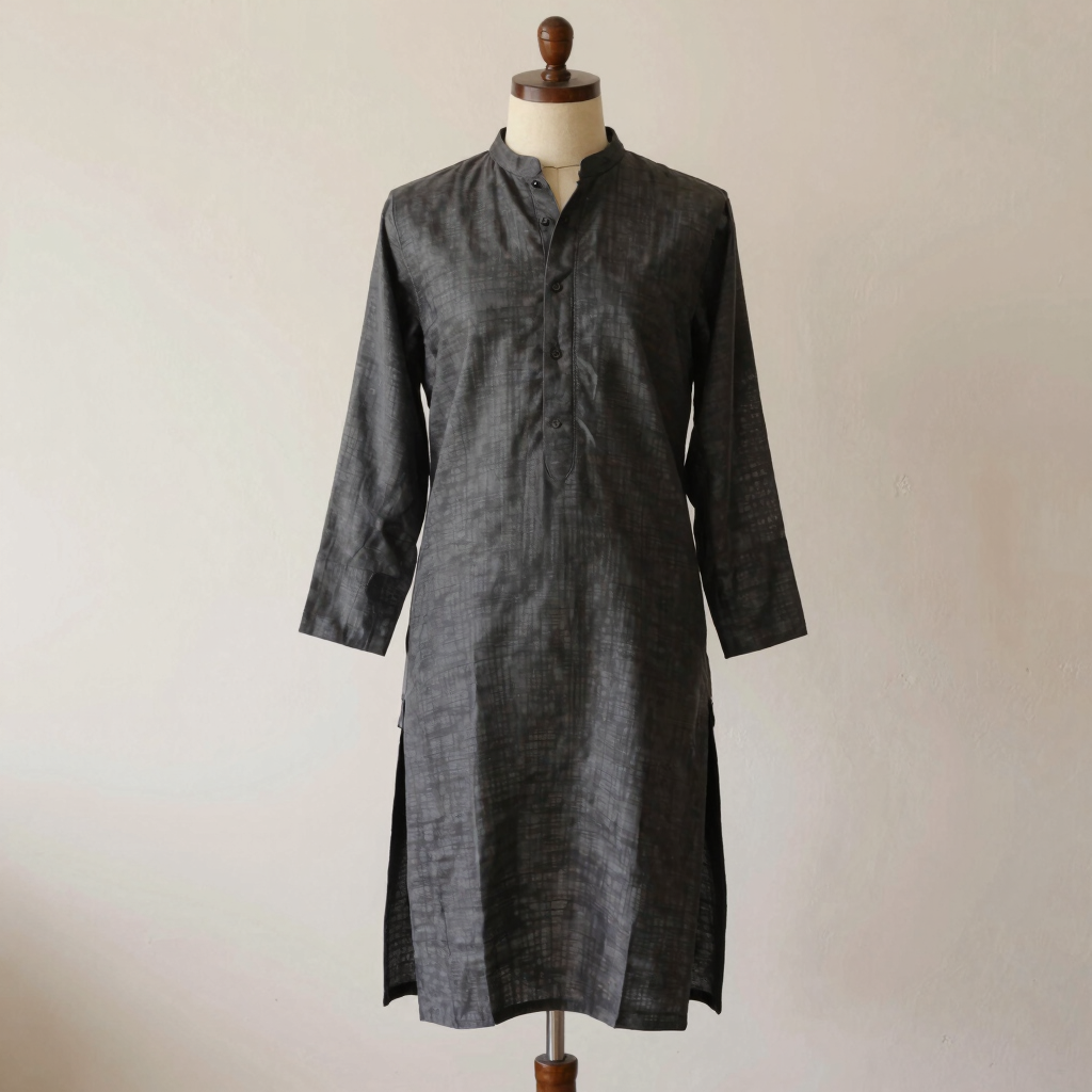 Tarini Charcoal Linen-Silk Kurta Set