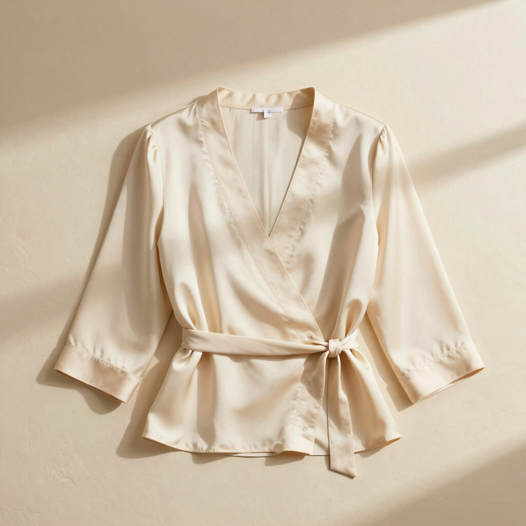 Silk-Blend Ribbed Wrap Top