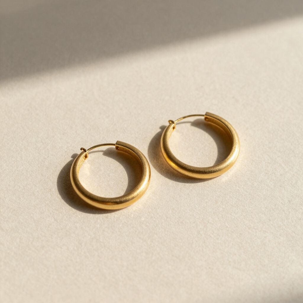 Sculpted Brushed Gold Hoops