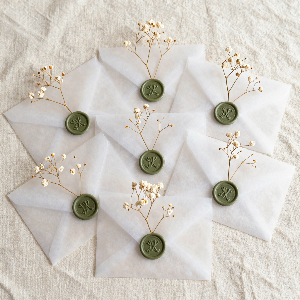 Wax Seal & Botanical Vellum Envelopes