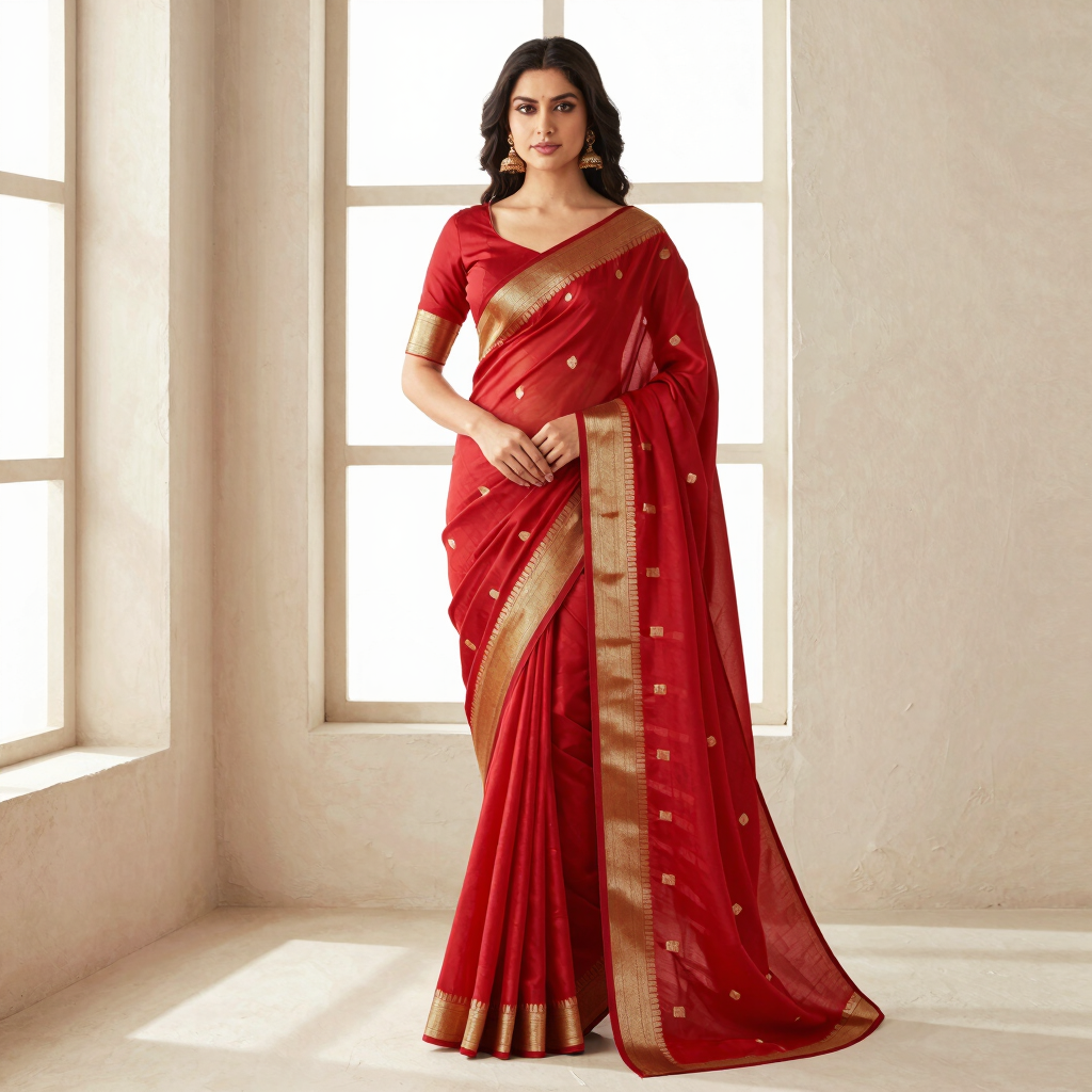 Mihira Crimson Festive Handloom Saree