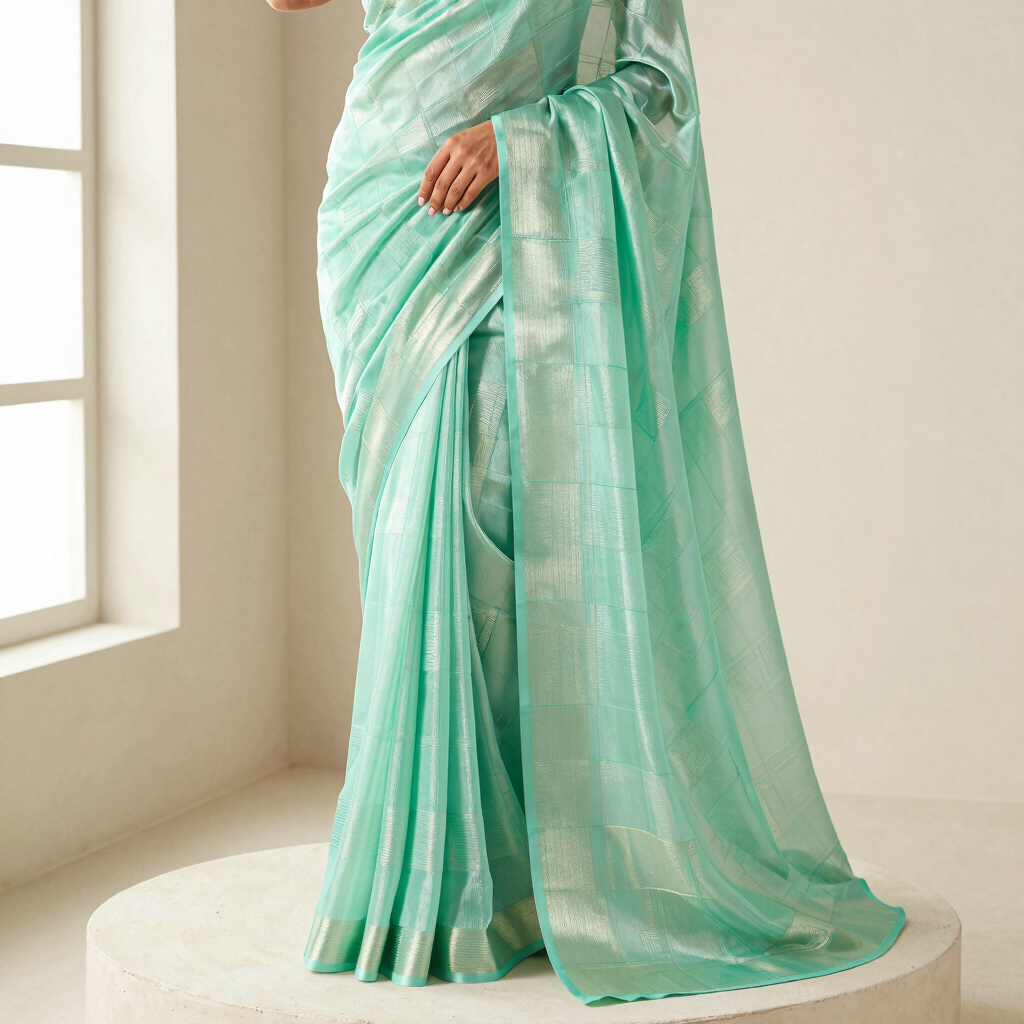 Tarini Pastel Mint Tissue Saree