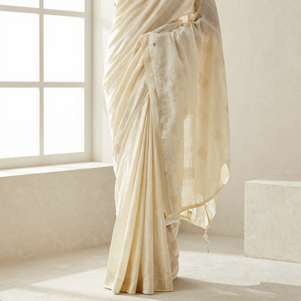 Kalyani Ecru Organic Cotton Saree
