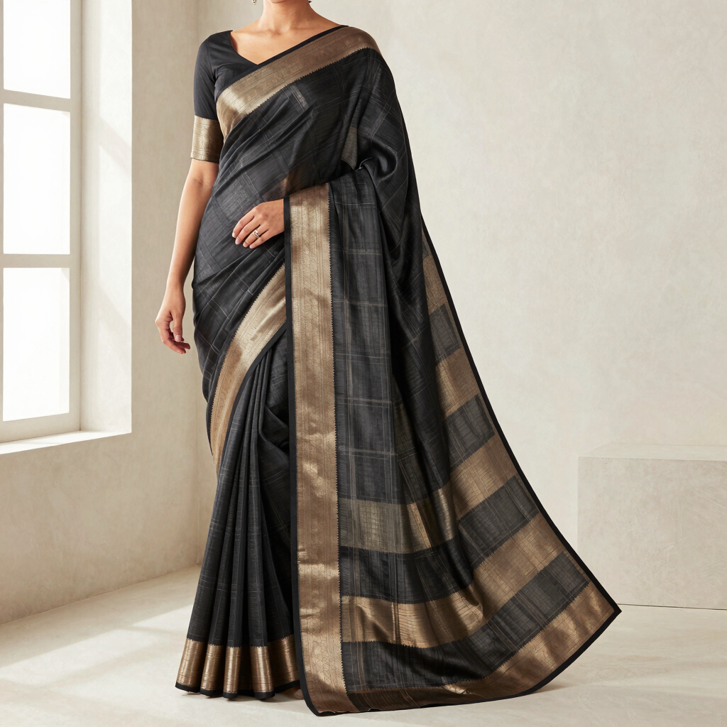 Charvi Charcoal Black Editorial Saree