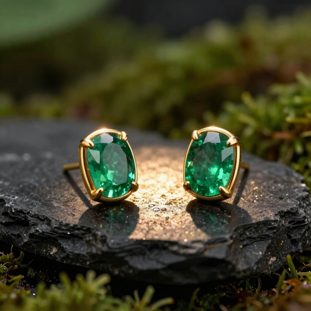 Undergrowth Emerald Studs