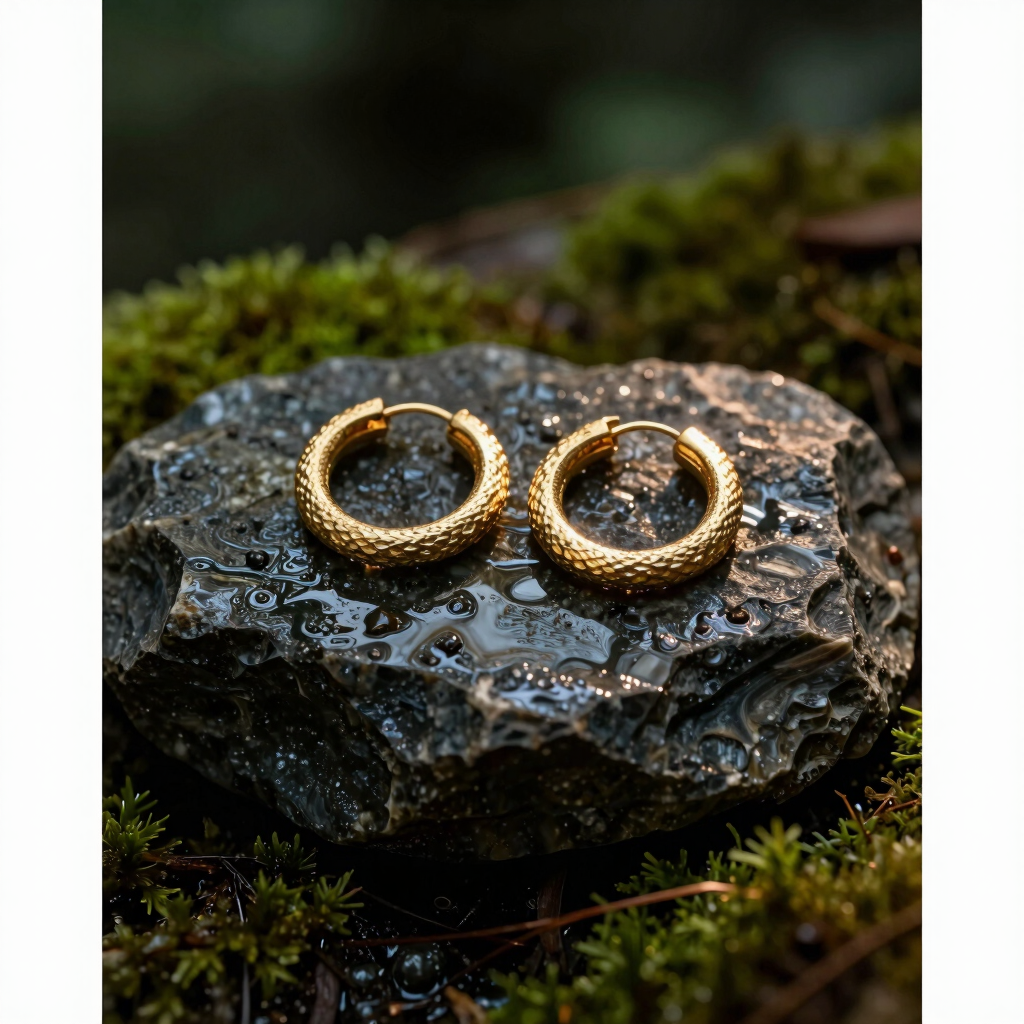 Molten Bark Hoop Earrings