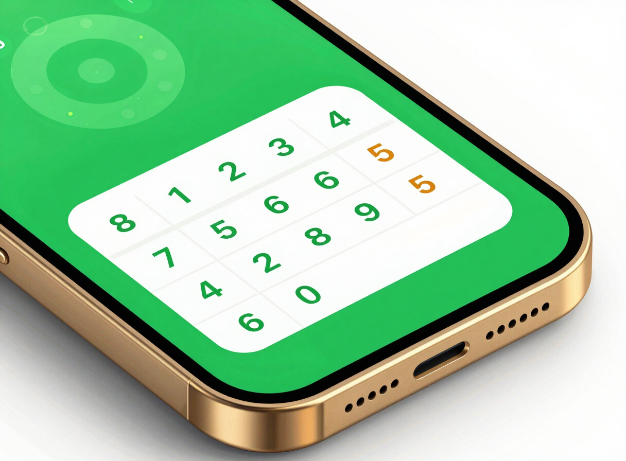 Close-up of a high-tech smartphone interface showing clean lottery result success screen with vibrant green accents