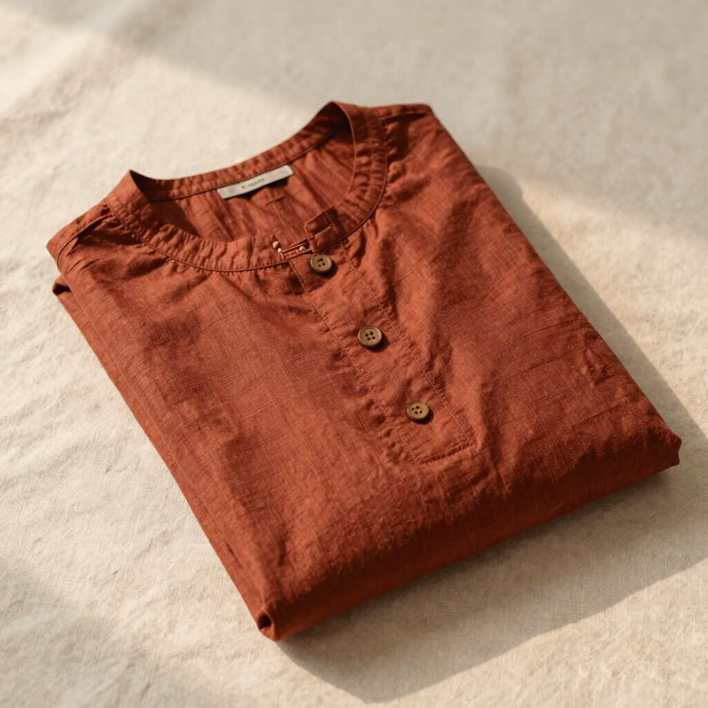 Earthy Rust Cotton Straight Suit
