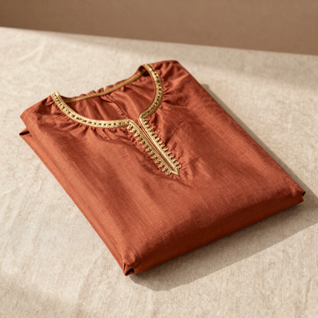 Terracotta Chanderi Silk Anarkali Set