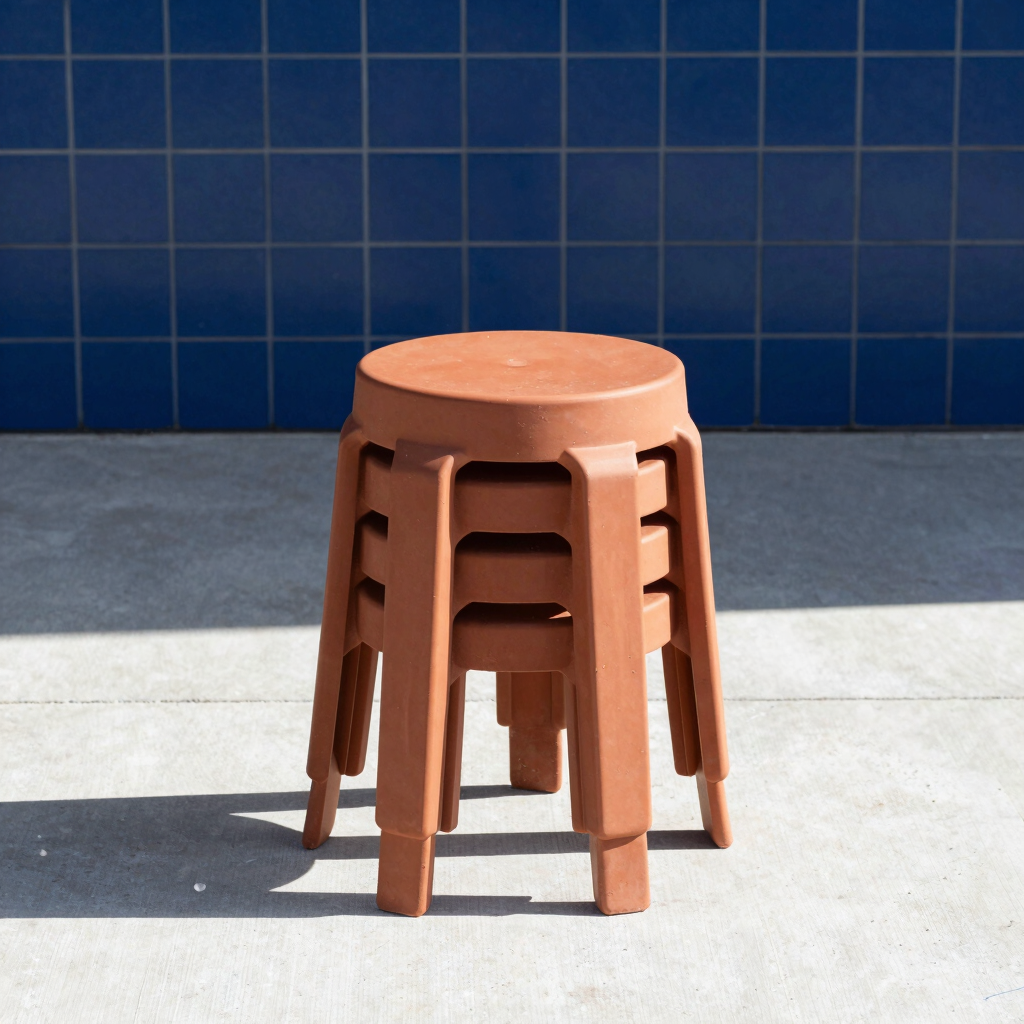 Block Stacking Stool in Terracotta