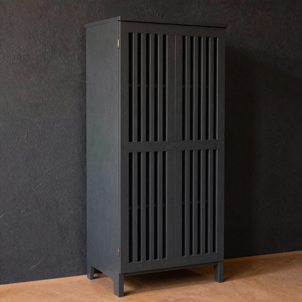Charcoal Slatted Pantry Cabinet