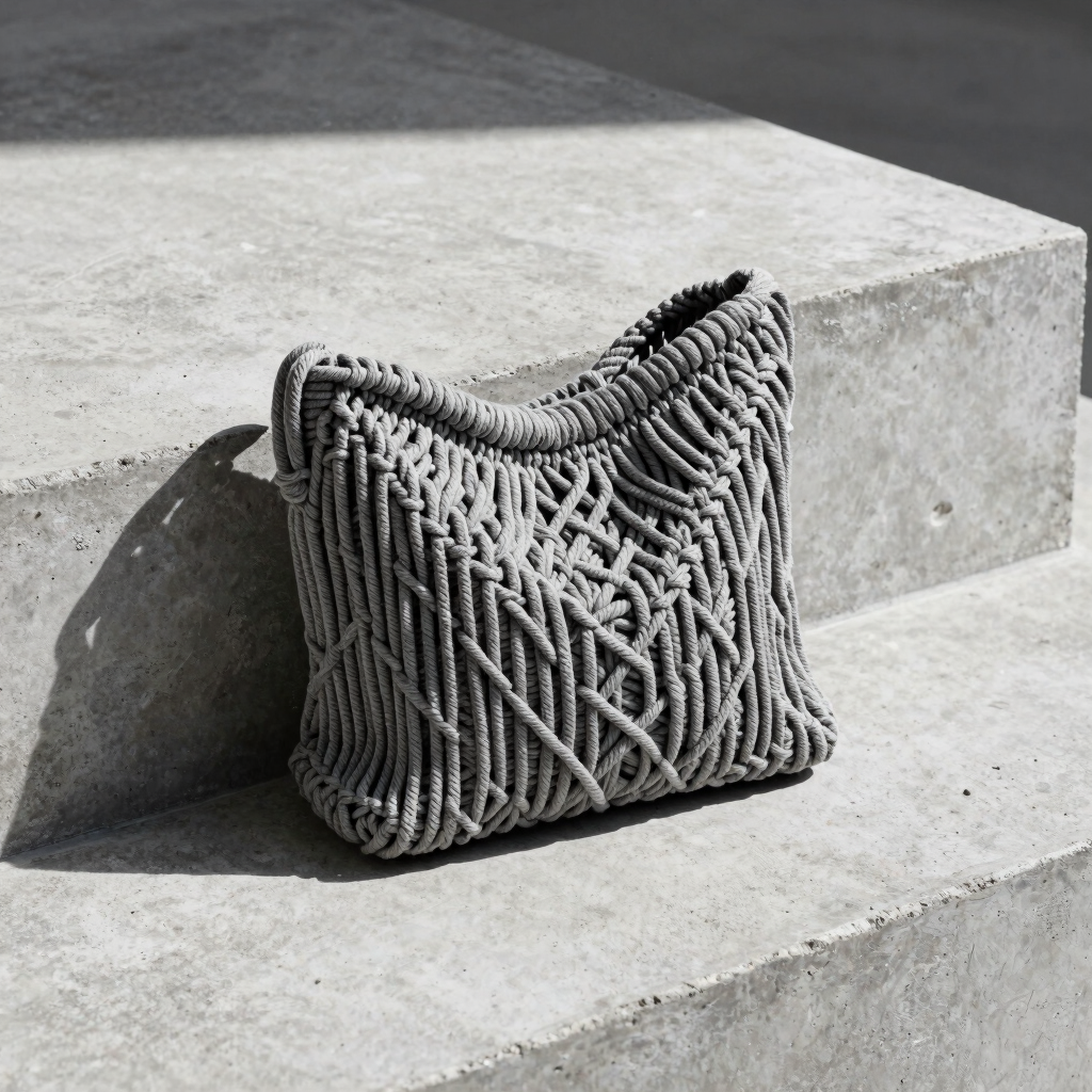 Tensioned shoulder bag in concrete gray