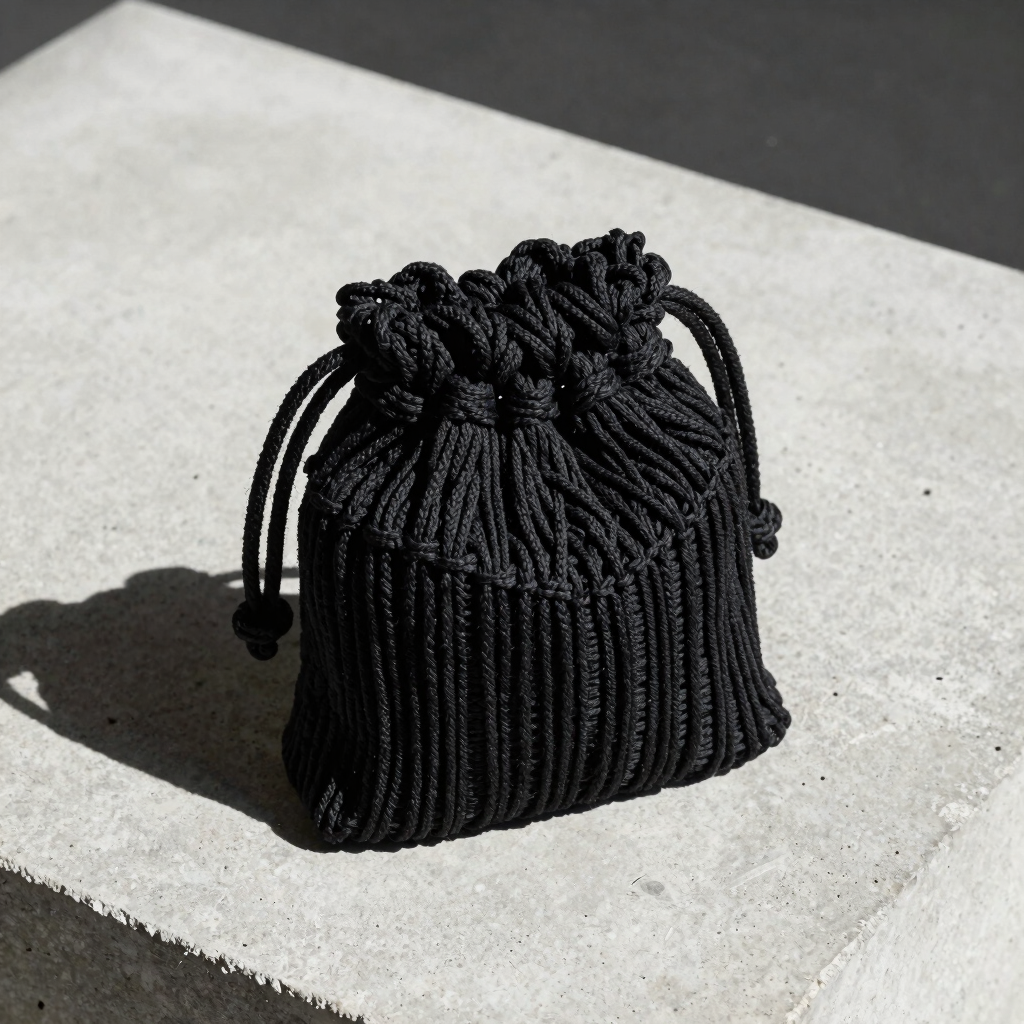 Linear micro bag in obsidian