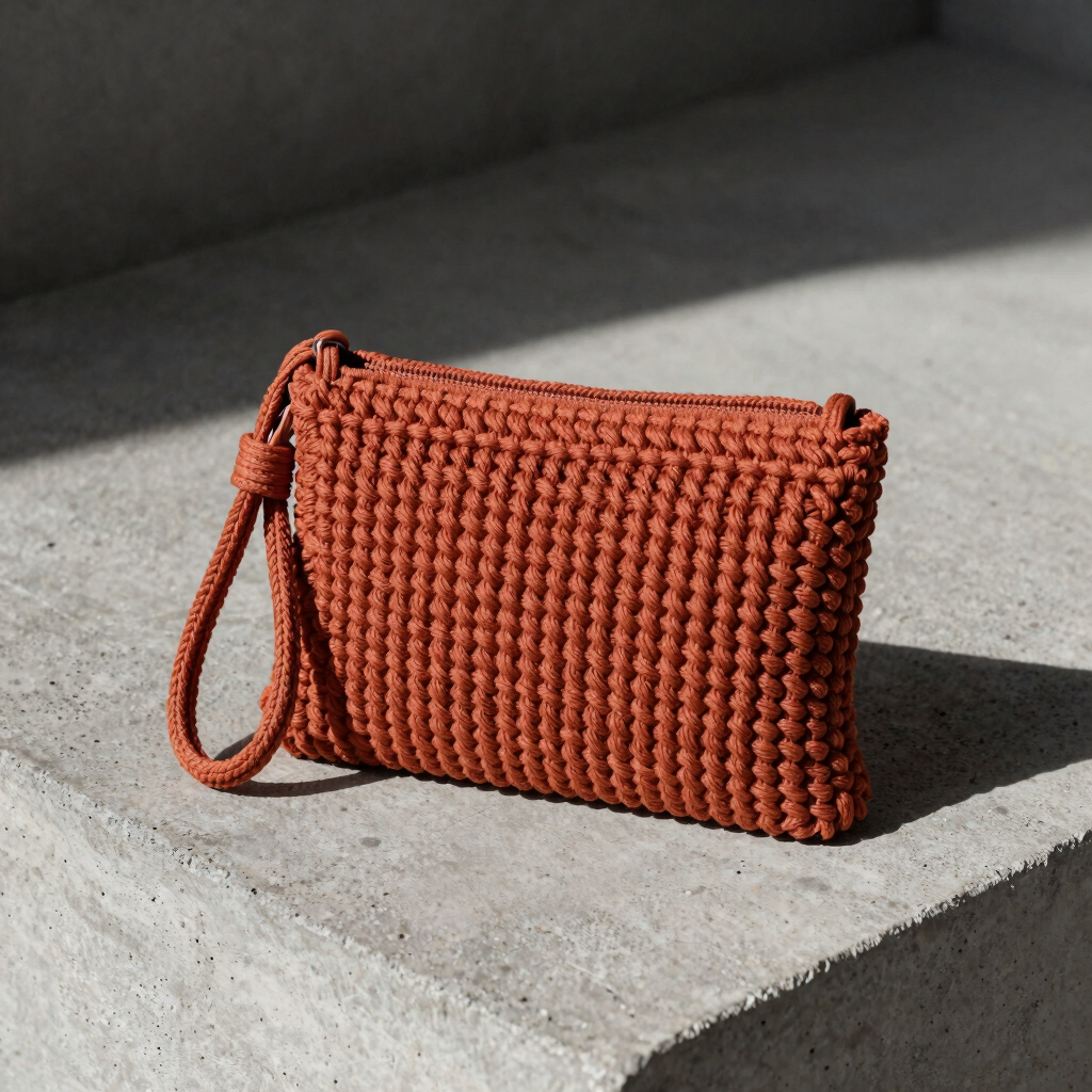 Heavy cord wristlet in terracotta