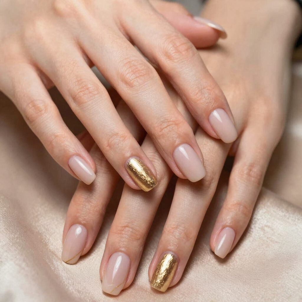 Gold Leaf Accent Manicure