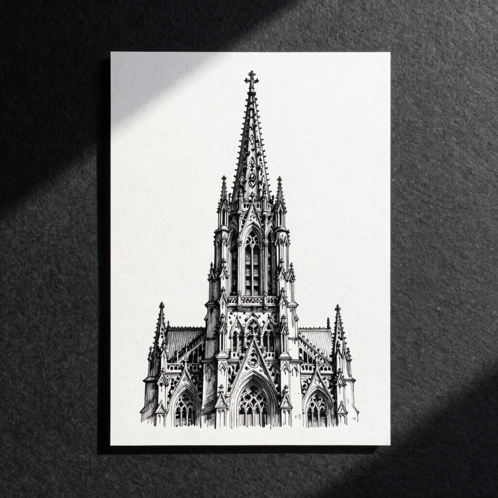Gothic Cathedral Sketch Card