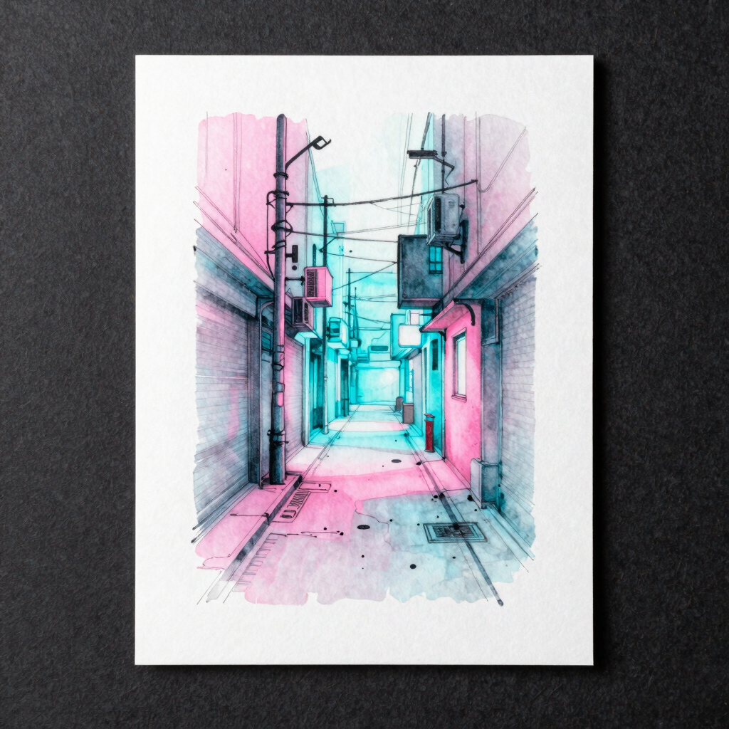 Cyberpunk Alley Sketch Card
