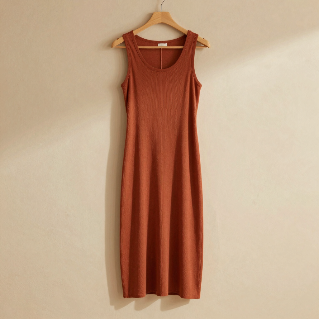 Terracotta Knit Midi Dress