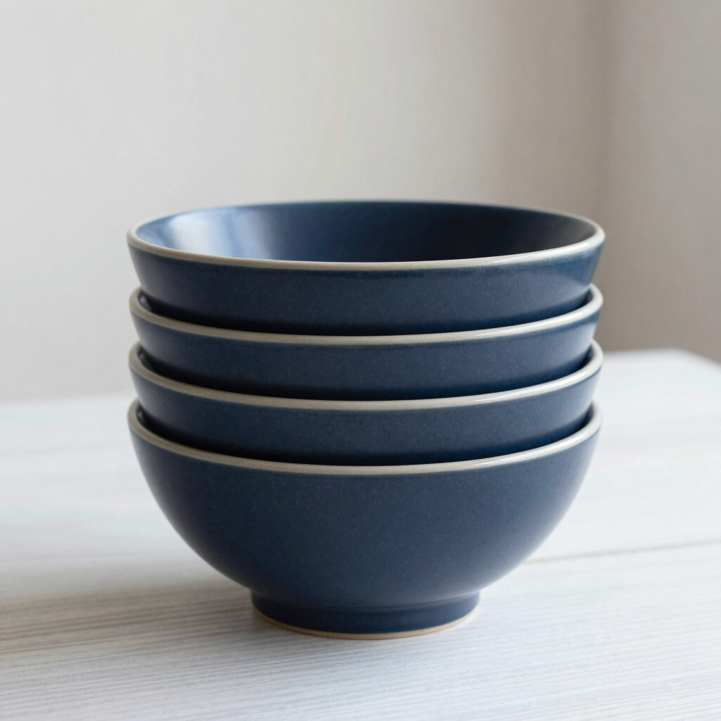 Navy Stoneware Salad Bowls