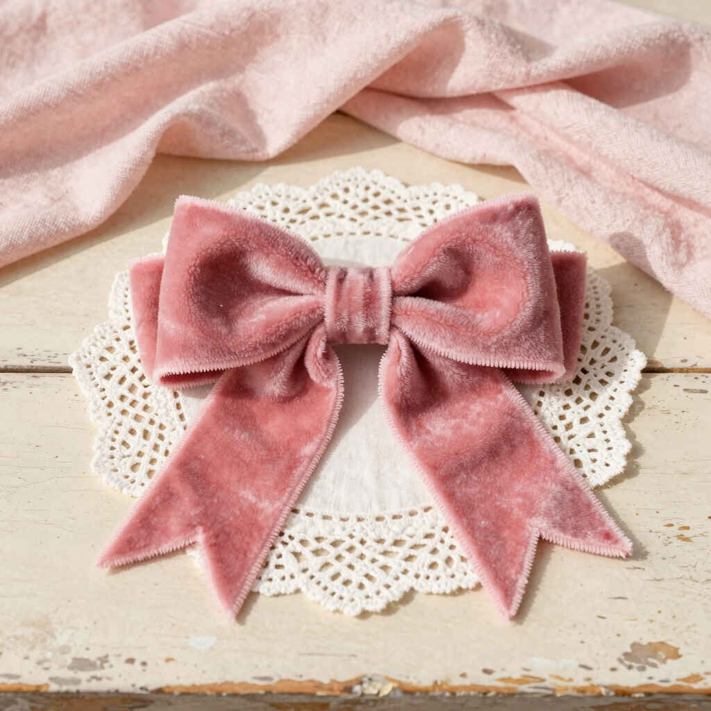 Delicate Velvet Ribbon Hair Bow